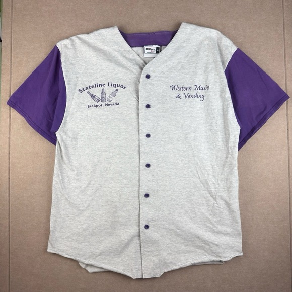 Vintage‎ Badger Sport XL Jersey Shirt Gray Purple Stateline Liquor Made USA #7 - Picture 1 of 11